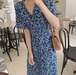 ワンピース レディース Vネック　ロング ロング丈 フレア カジュアル 花柄 きれいめ上品 お洒落 おしゃれ 大人 こなれ感 楽ちん 体型カバー  ガーリー ウエストマーク オルチャン 韓国 ファッション オシャレ ママ お出かけ 女子会 デート 体型カバー 休日 普段使い 10代 20代 30代 40代 春 夏 学生 お出かけ 女子会 インスタ映え 小さいサイズ 大きいサイズ
