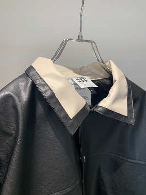 color scheme line eco leather blouson