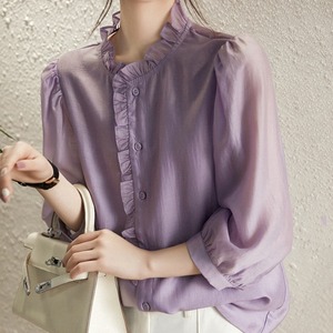 Frill neck Puff Sleeve Blouse  T948