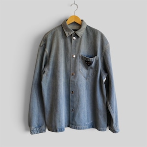 PRADA 21AW TRYANGLE ROGO OVER SIZED DENIM JACKET