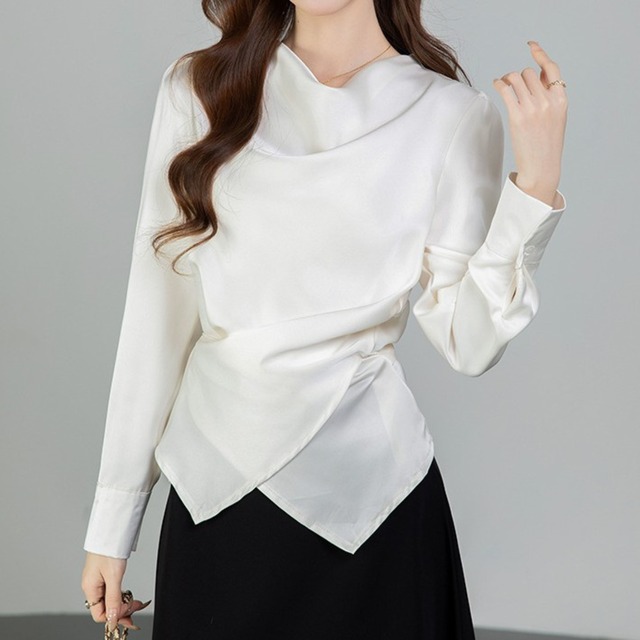 Cross strap elegant slim drape shirt