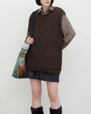 1980s oversized hand knitted vest