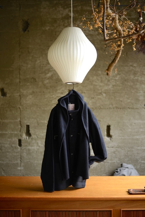 NICENESS / S.BORLAND  SILK FLEECE OVERSHIRT COAT (black)