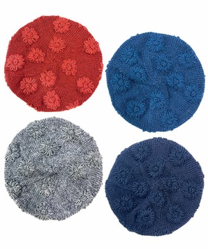 レトロフラワーベレー帽　4color