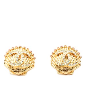シャネル ココマーク シェルモチーフ イヤリング ゴールド メッキ ラインストーン レディース CHANEL 【中古】