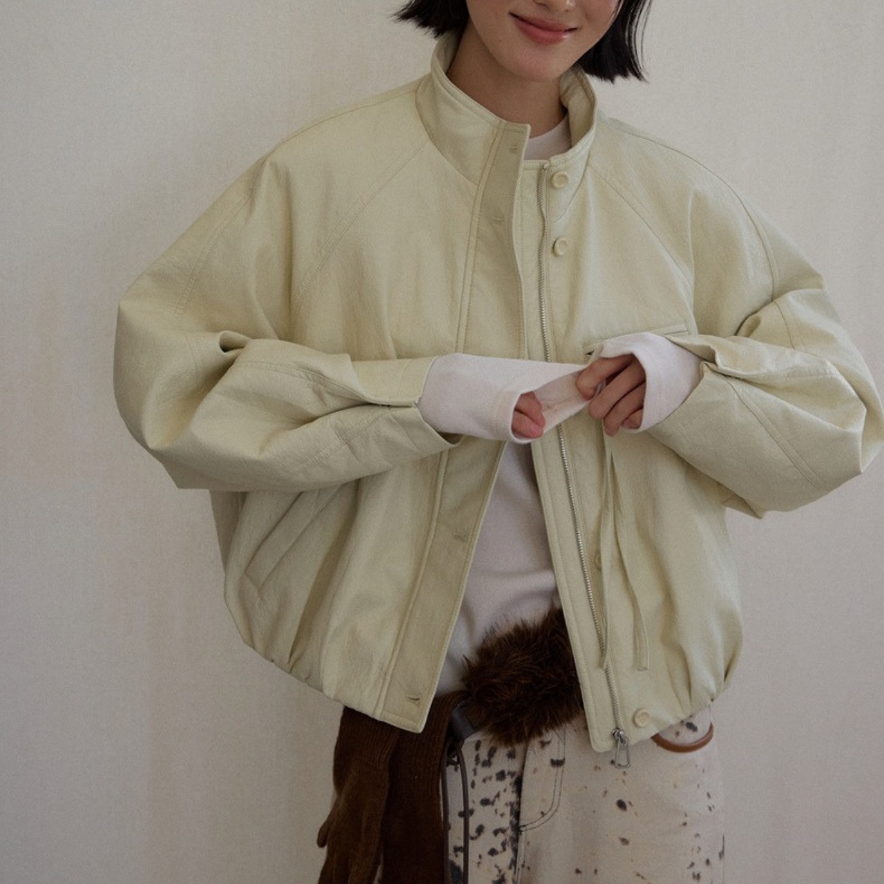 Button front cropped jacket T4020