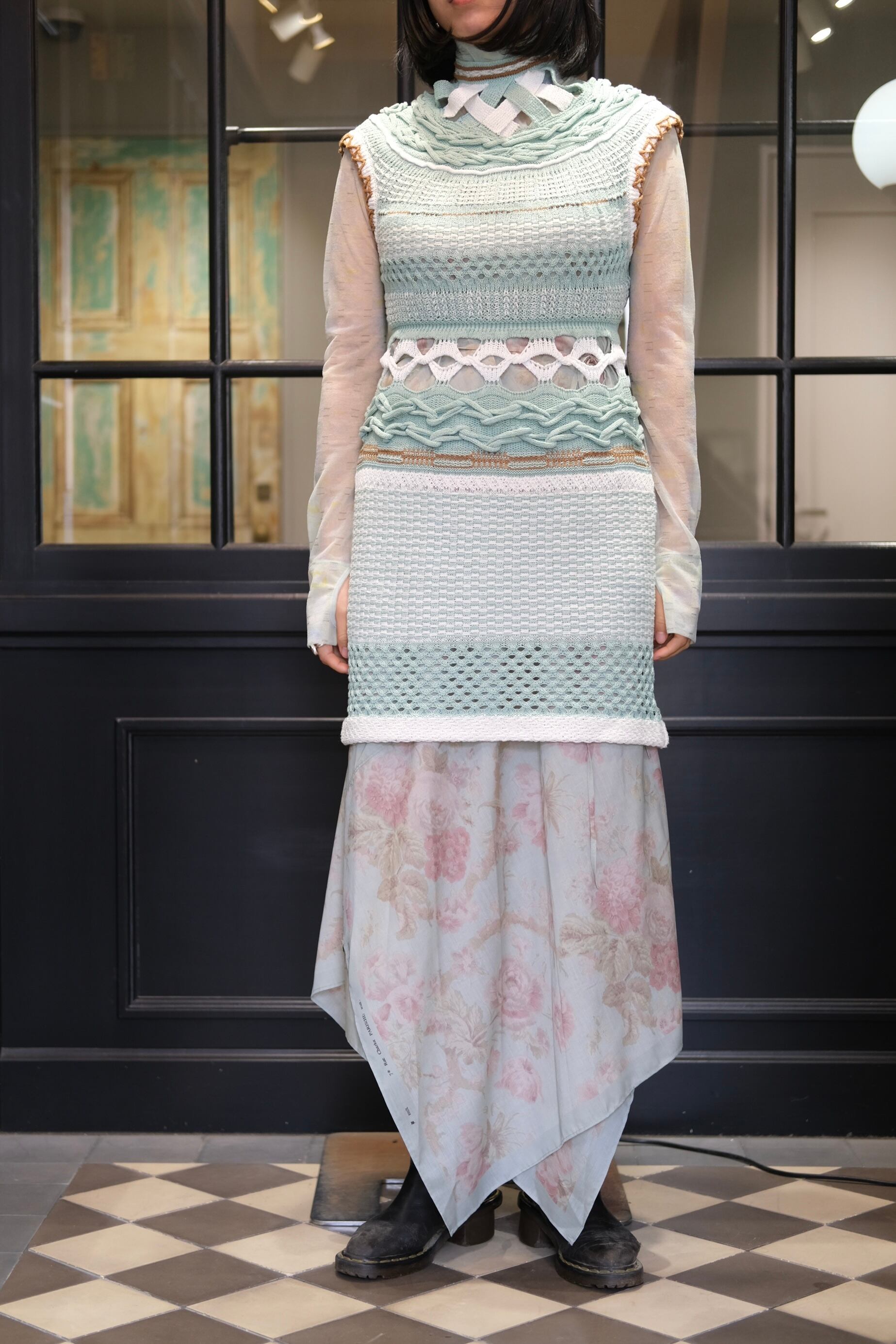 Mame Kurogouchi Basket Pattern Dress