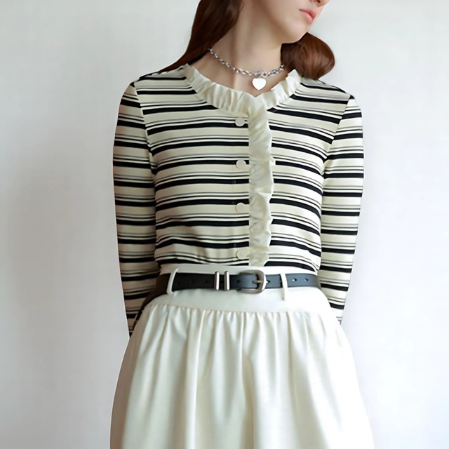 Striped frill shirt
