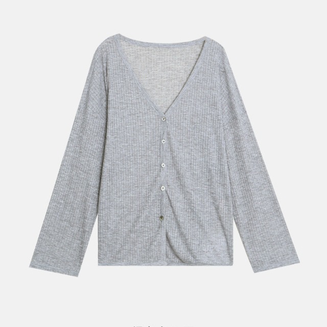v-neck sheer knit cardigan　J00508
