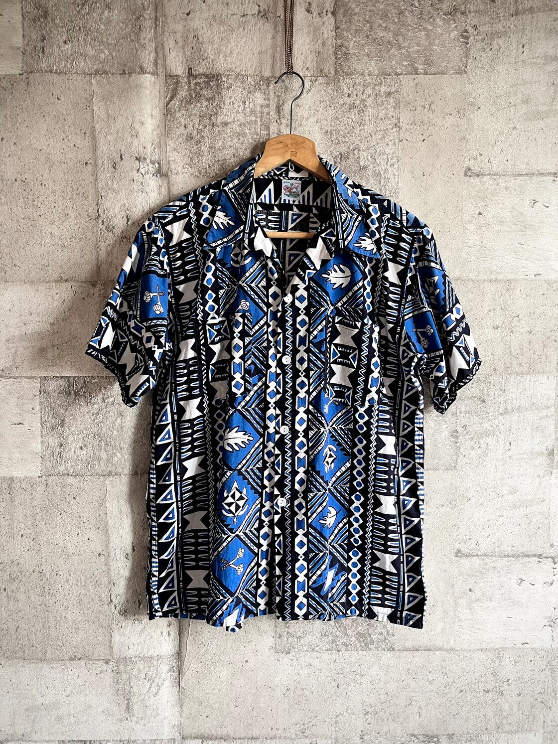 50s-60s PARADISE ALL-OVER PATTERN COTTON HAWAIIAN ALOHA SHIRT OLD  