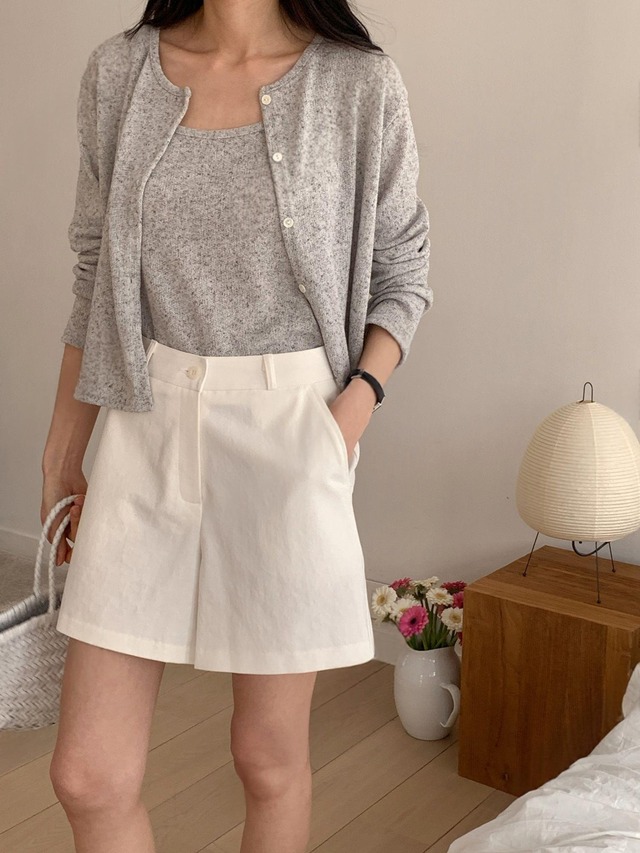 Linen Blend Camisole × Cardigan Set