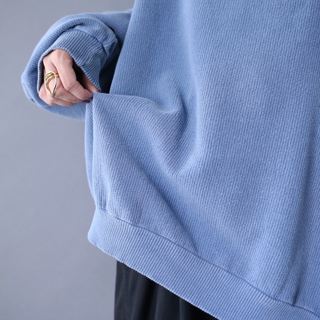 "刺繍" one point design good blue over silhouette pullover