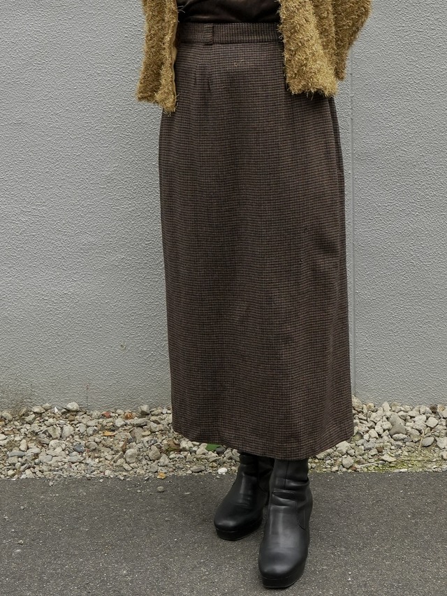 Brown Wool Tweed Vintage Design Skirt