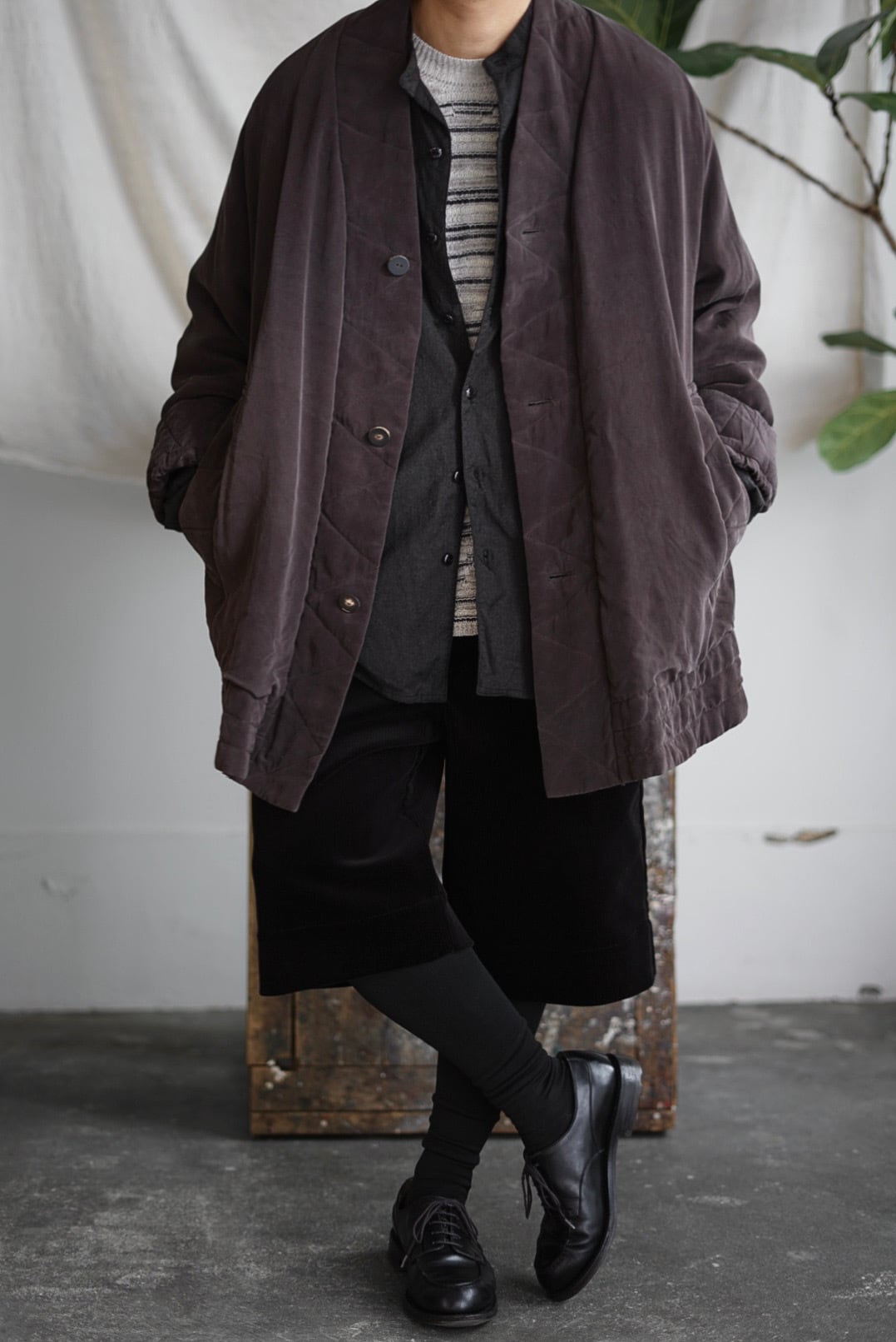 CHEZ VIDALENC - SILK COAT PUFFY / DARK BROWN | Brownie