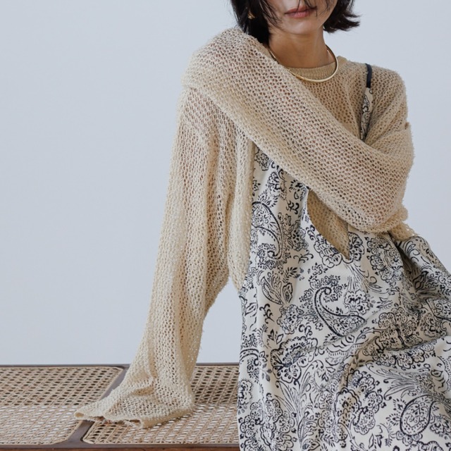 ★OUTLET★シアーメッシュルーズニット