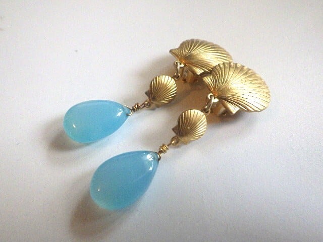 Mermaid Drops】シーブルーカルセドニーとシェルのマーメイド