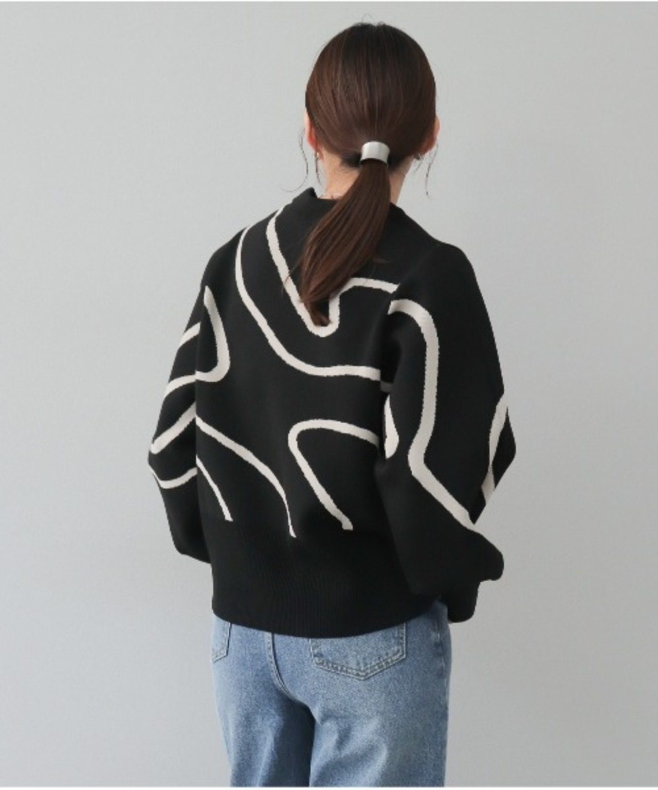OI43086 ミラノリブラインジャガードプルオーバー black
