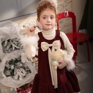 冬リボンデザインラシャワンピース