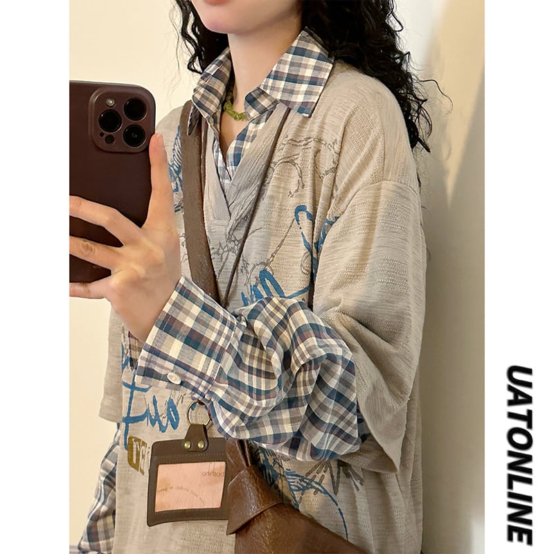 ♥ポロ襟のチェックレイヤード！【UATONLINEシリーズ】☆POLOシャツ
