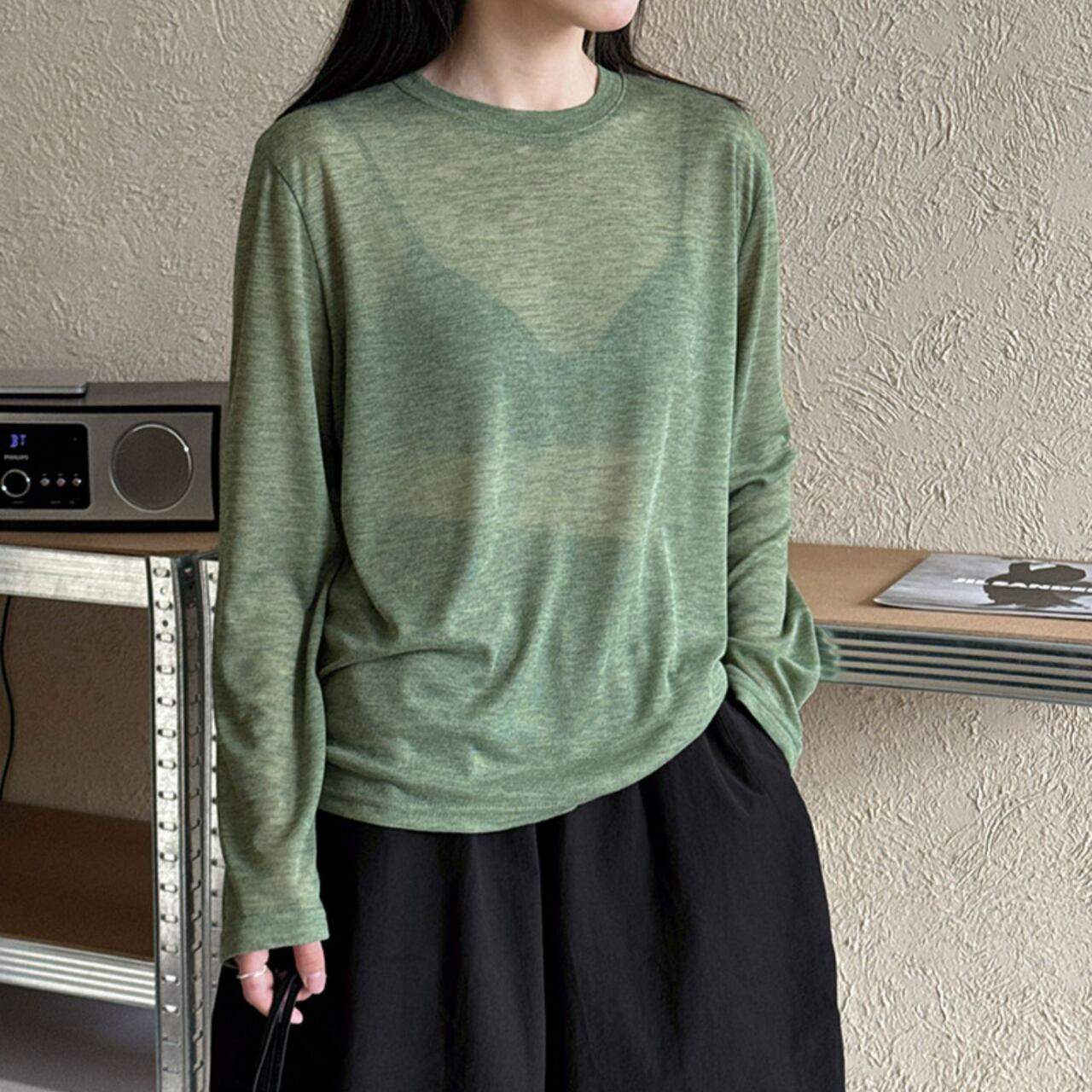 シアーロングスリーブTシャツ a0038