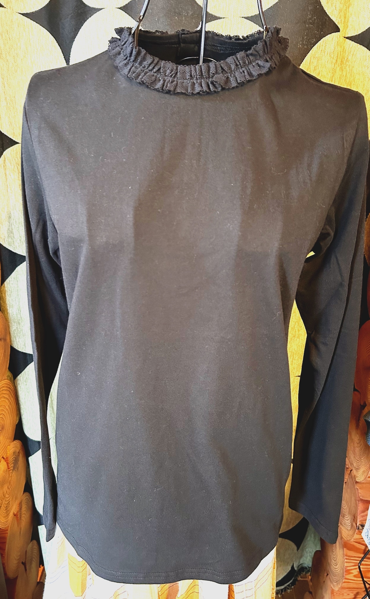 コットン衿レース付カットソー