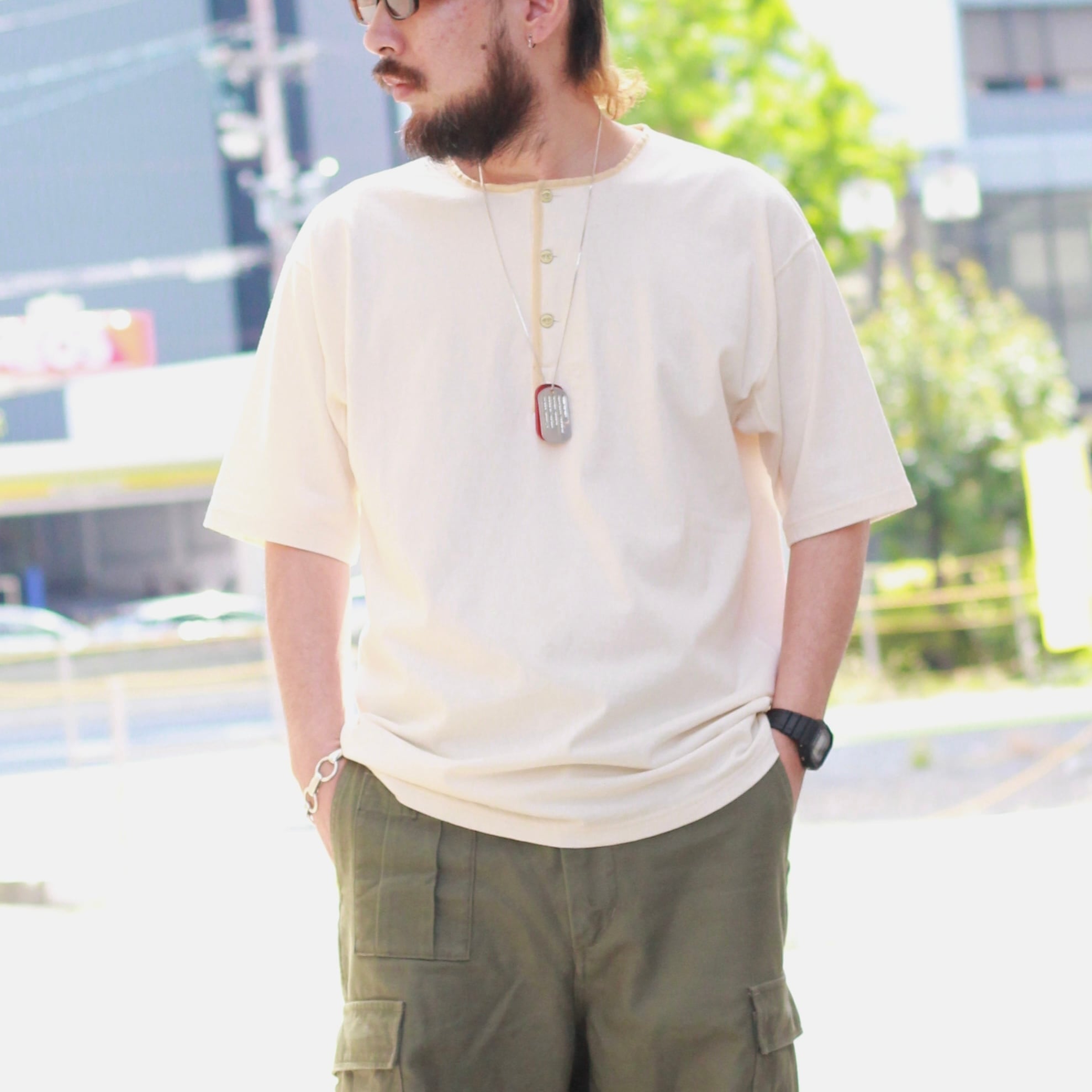 Nigel Cabourn / 50s HENLEY NECK SHIRT / BLACK | feels
