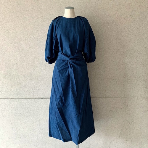 【COSMIC WONDER】Cotton paper voile spacecraft wrapped dress/Ryukyu indigo/17CW17285-4