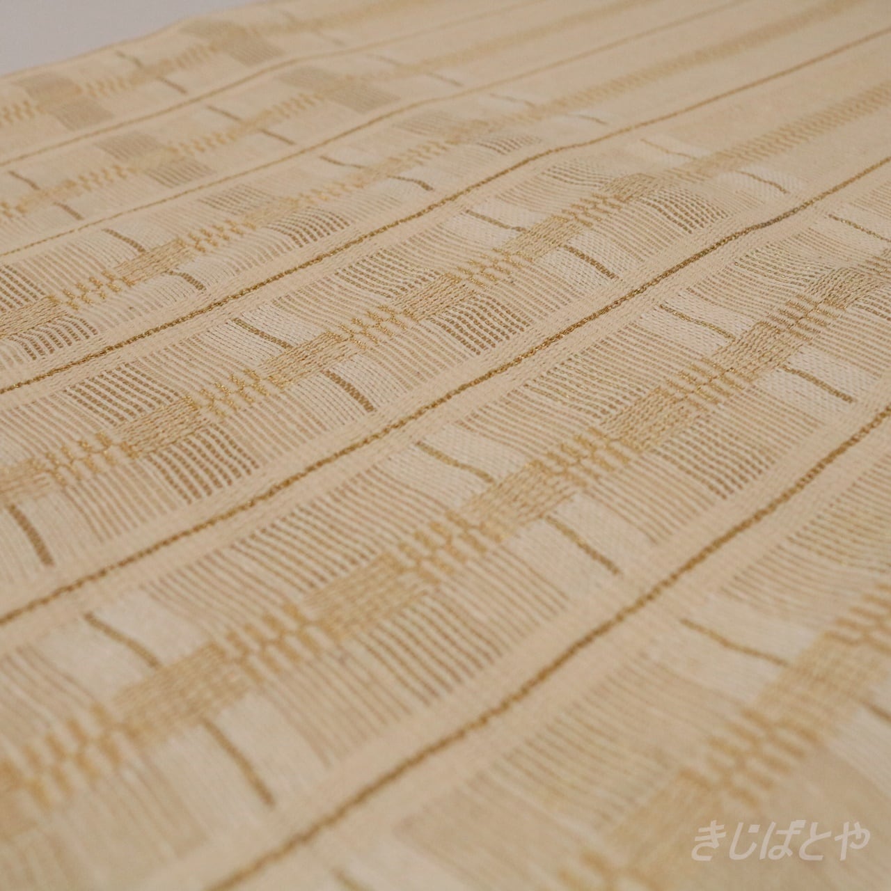 正絹紗 白地に金の縞格子の夏袋帯 | きじばとや