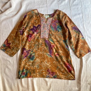 USED Botanical pattern embroidered tunic