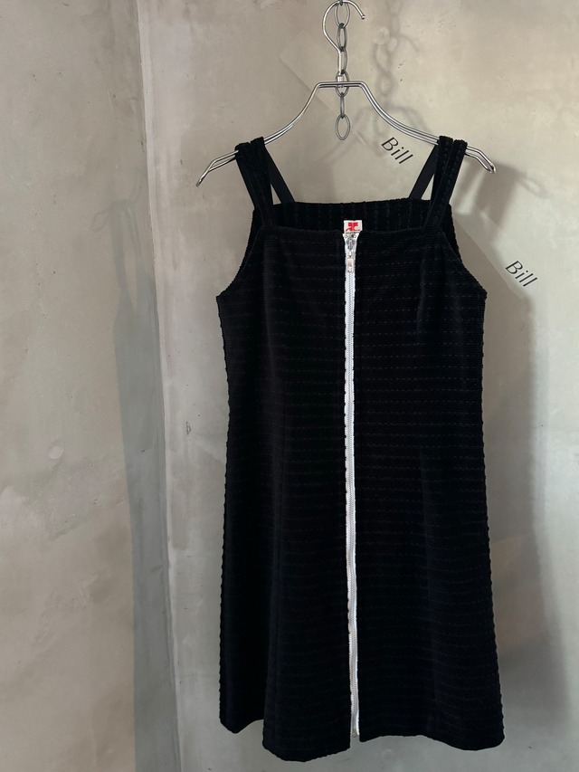 Courrèges silver logo button black corduroy jumper skirt