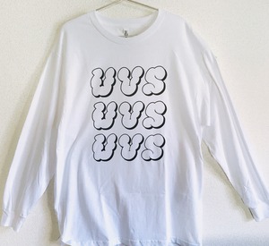 URBAN VOLCANO SOUNDS "UVS" triple logo long sleeve TEE (白)