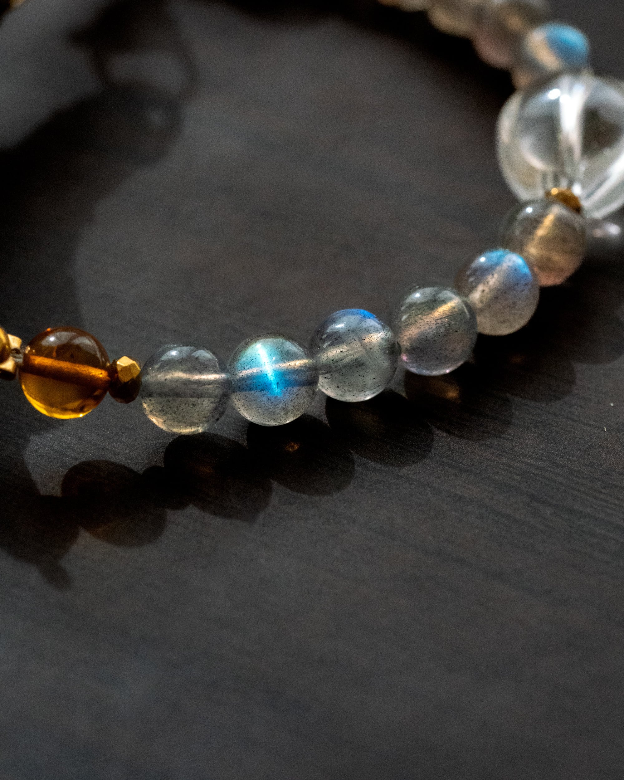 kao☺︎ 枠ブルーラブラドライト×ブラックオニキスゴムブレス kao☺︎ 枠ブルーラブラドライト×ブラックオニキスゴムブレス