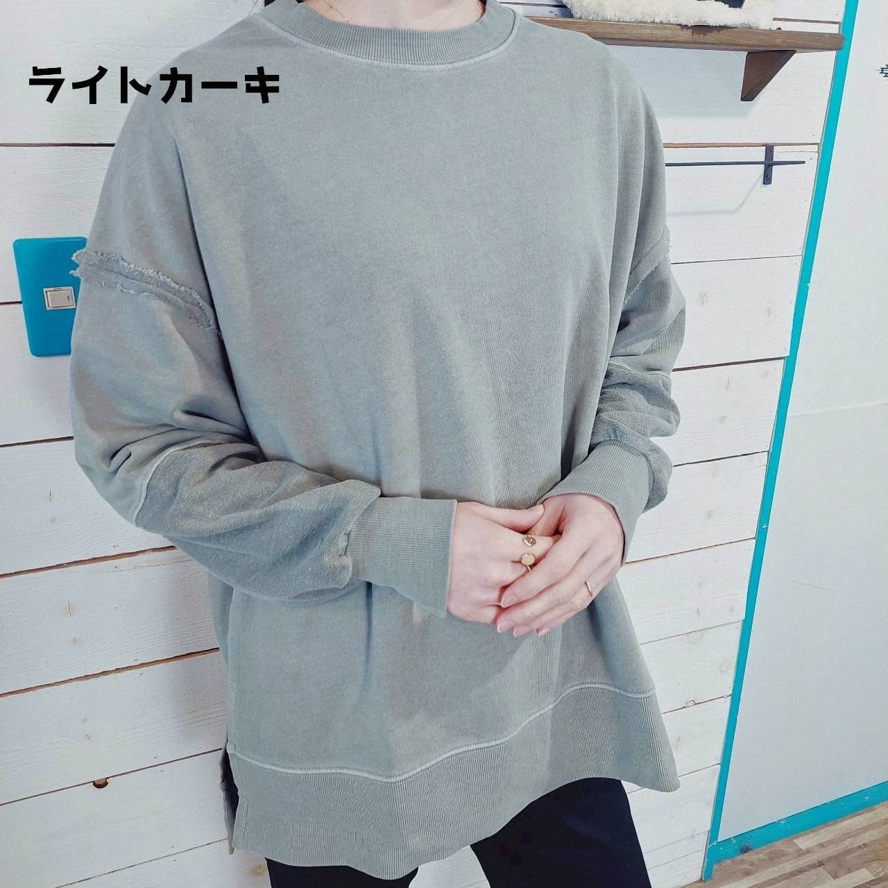 ピグメント裏毛サイドスリットチュニック　1990　プルオーバースウェット