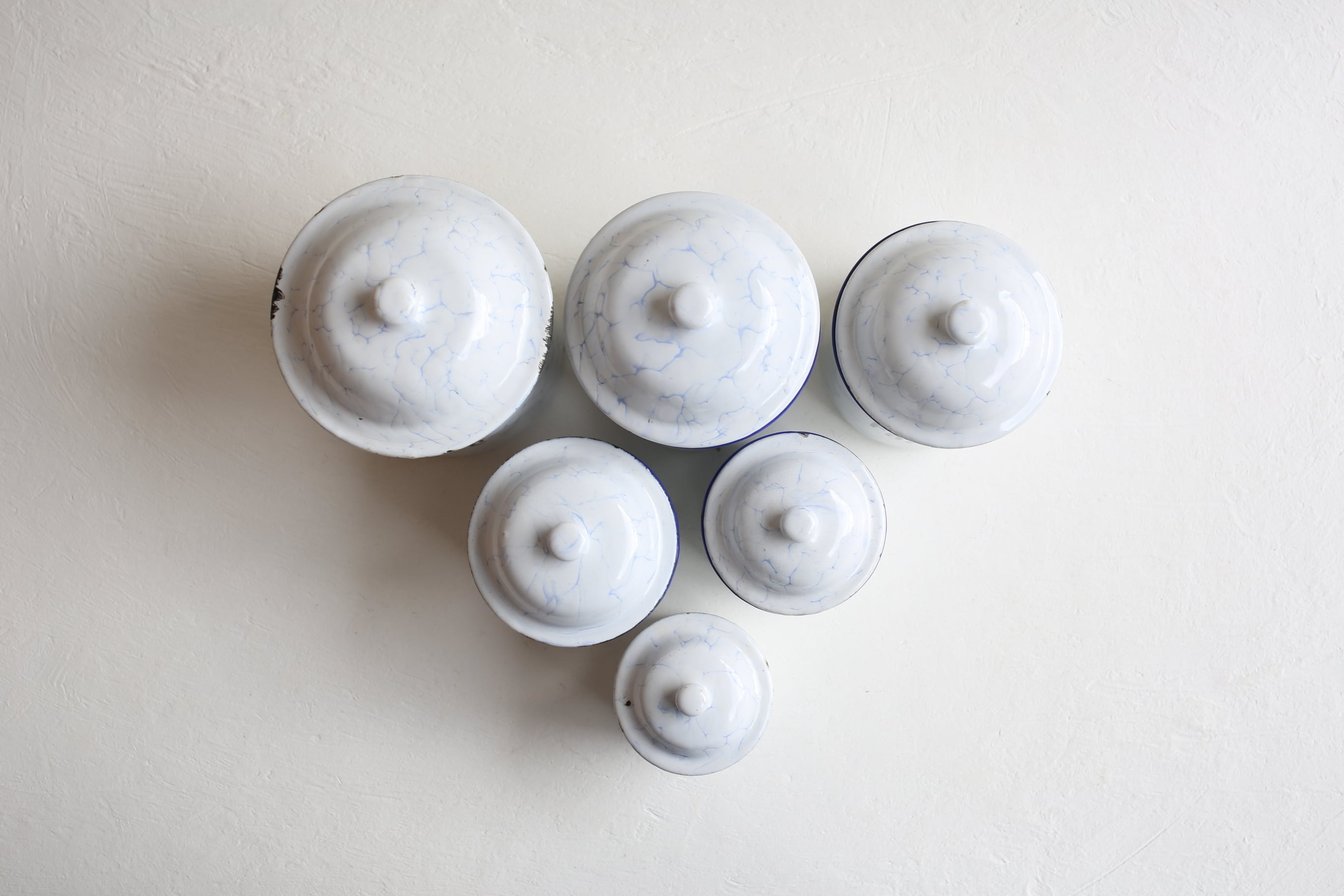 フランス アンティーク ホーロー キャニスター 6個セット N-06129