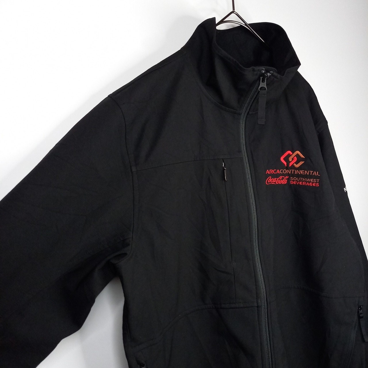 ノースフェイス　フルジップ　ソフト　シェル　ジャケット　フリース　企業ロゴ　刺繍