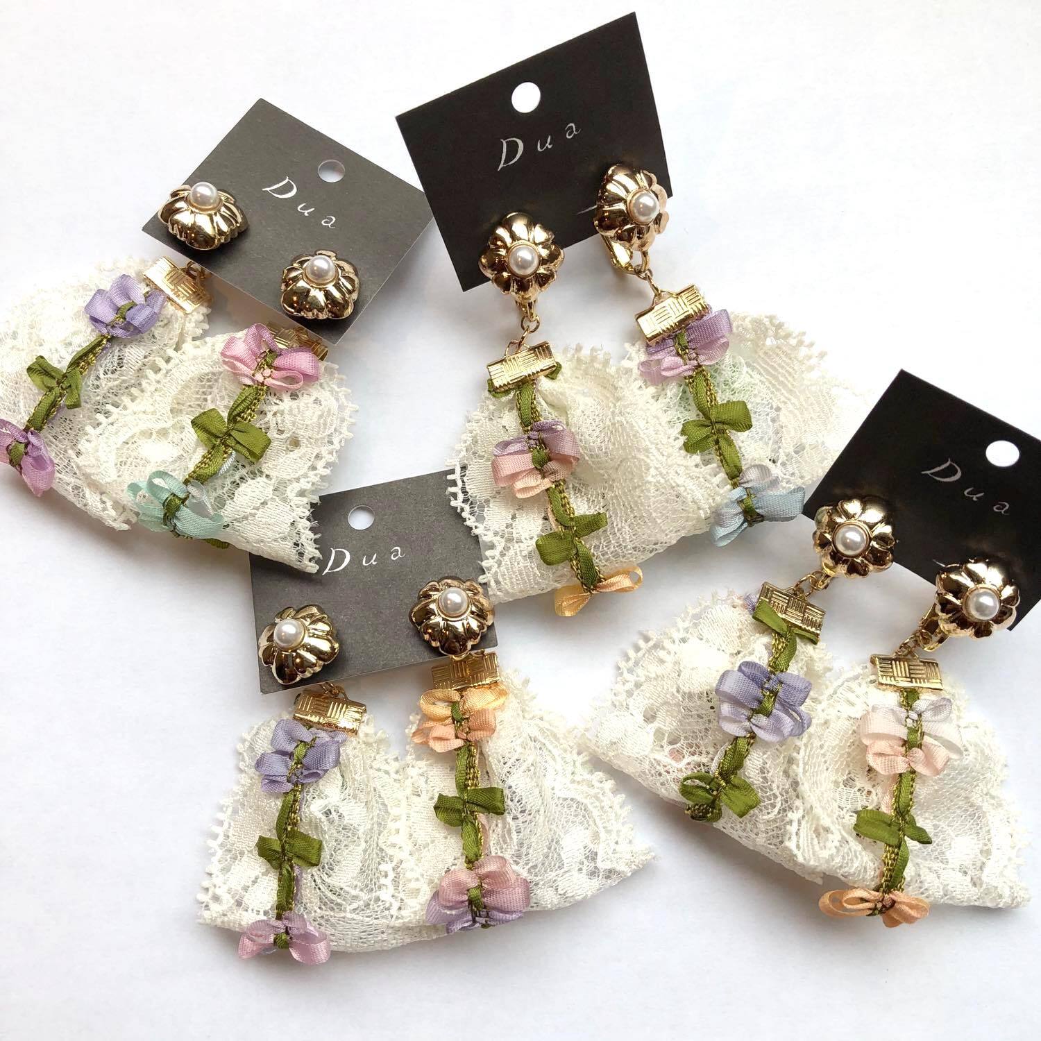 G×パールトップとレースお花タッセルの〈ピアス/イヤリング〉 | Dua