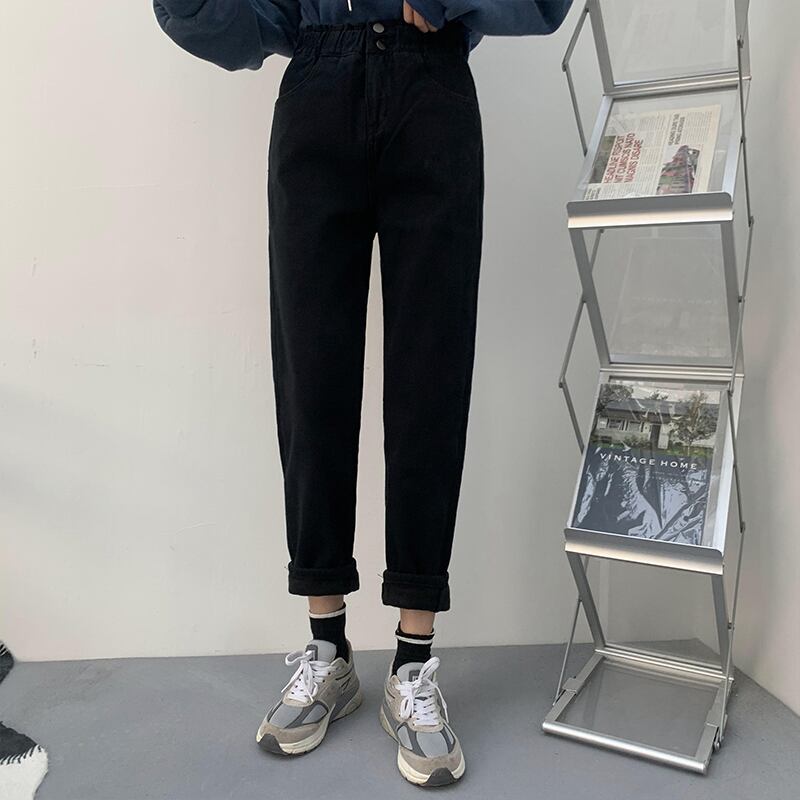 クレセントシティブラックプラスベルベットストレートジーンズレディース2020秋冬新作ハイウエストルーズ&シンパパパンツパンツ クレセントシティ67276464353