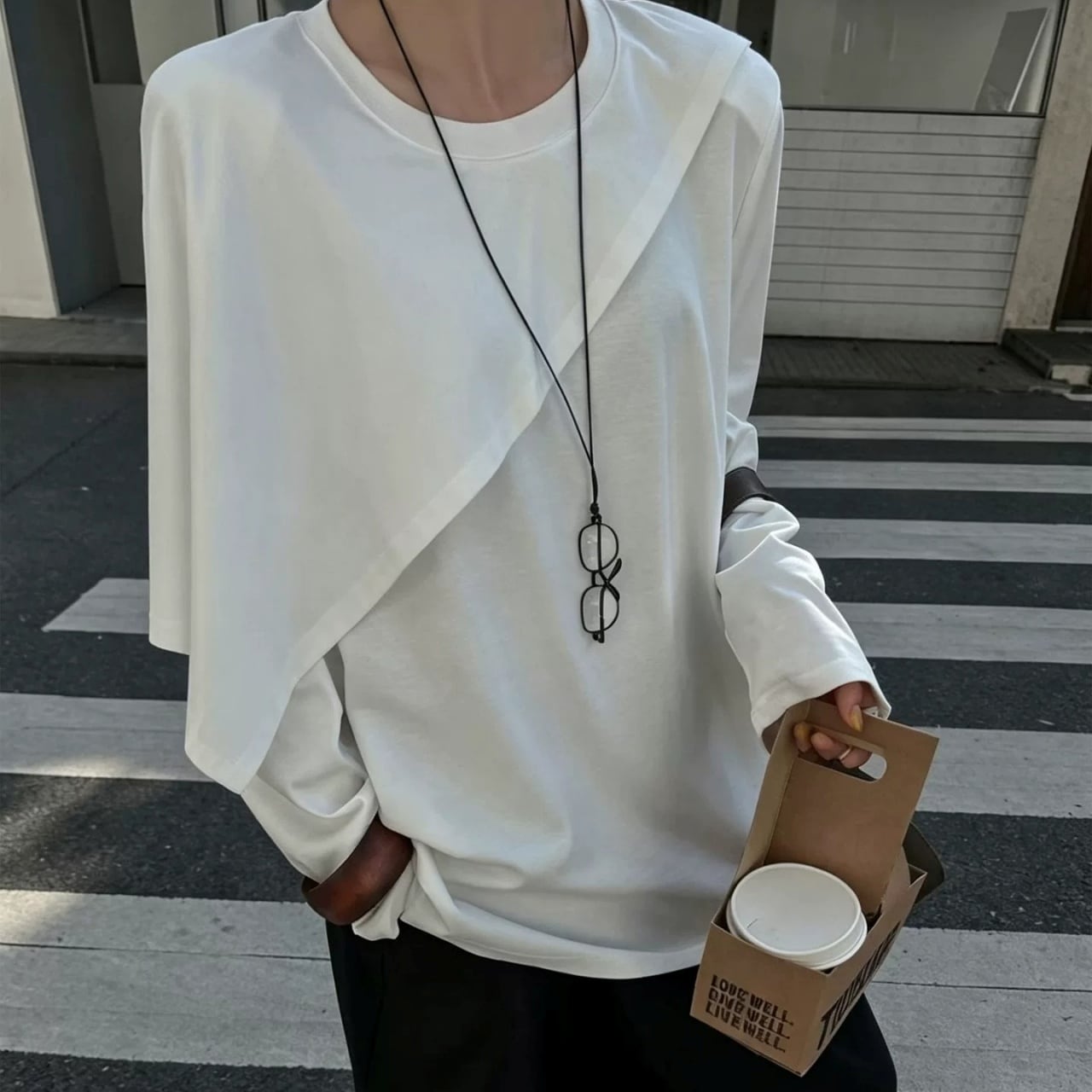 Asymmetric Cape Style T-shirt 01470