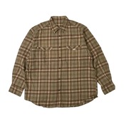 PAPAS パパス チェック柄 フランネル コットン 長袖 ネルシャツ 52 LL /ベージュ ブラウン系