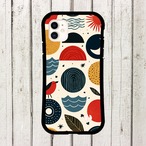 受注生産 iPhoneケース 月と丸い記号の民芸パターン｜幾何学モチーフ FMSY111C