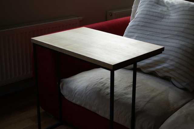 朴 無垢材 × アイアン コの字型サイドテーブル