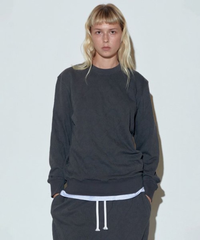 [SCULPTOR] Jacquard Flower Sweatshirt Charcoal