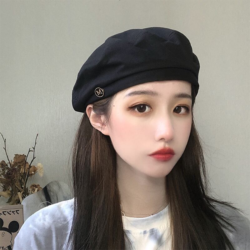 Hat Beret 6color 帽子 ベレー帽 キャスケット 小物 ワンポイント カジュアル スタイリッシュ 小顔効果 トレンド カラー豊富 6色展開 ブラック ベージュ ヘイズブルー カーキ イエロー キャラメル 大人女子 お出かけ 普段使い 通勤 Ol デート ランチ 春 秋 冬 レディース