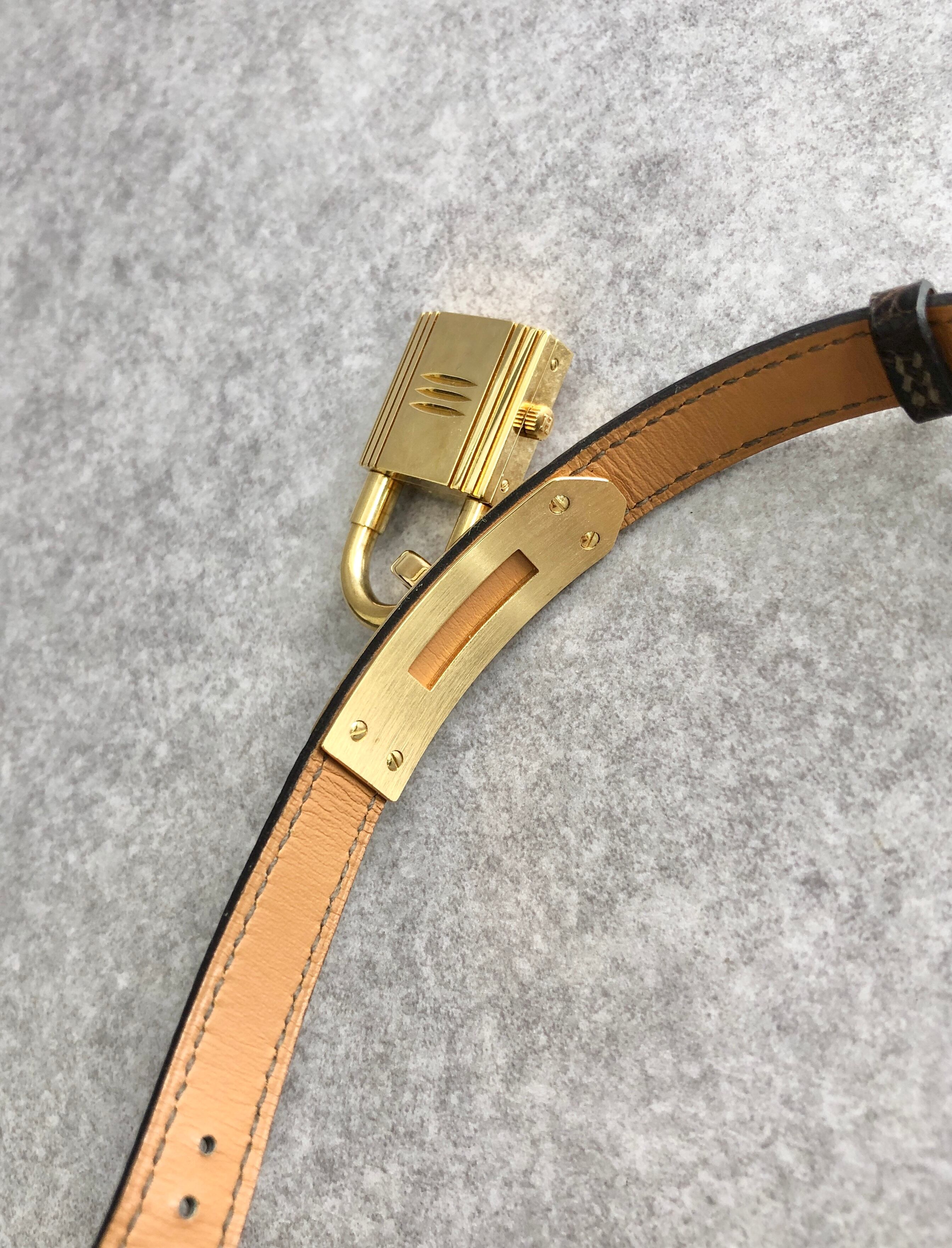 HERMES エルメス 腕時計 ブラウン ケリーウォッチ クロコ型押し
