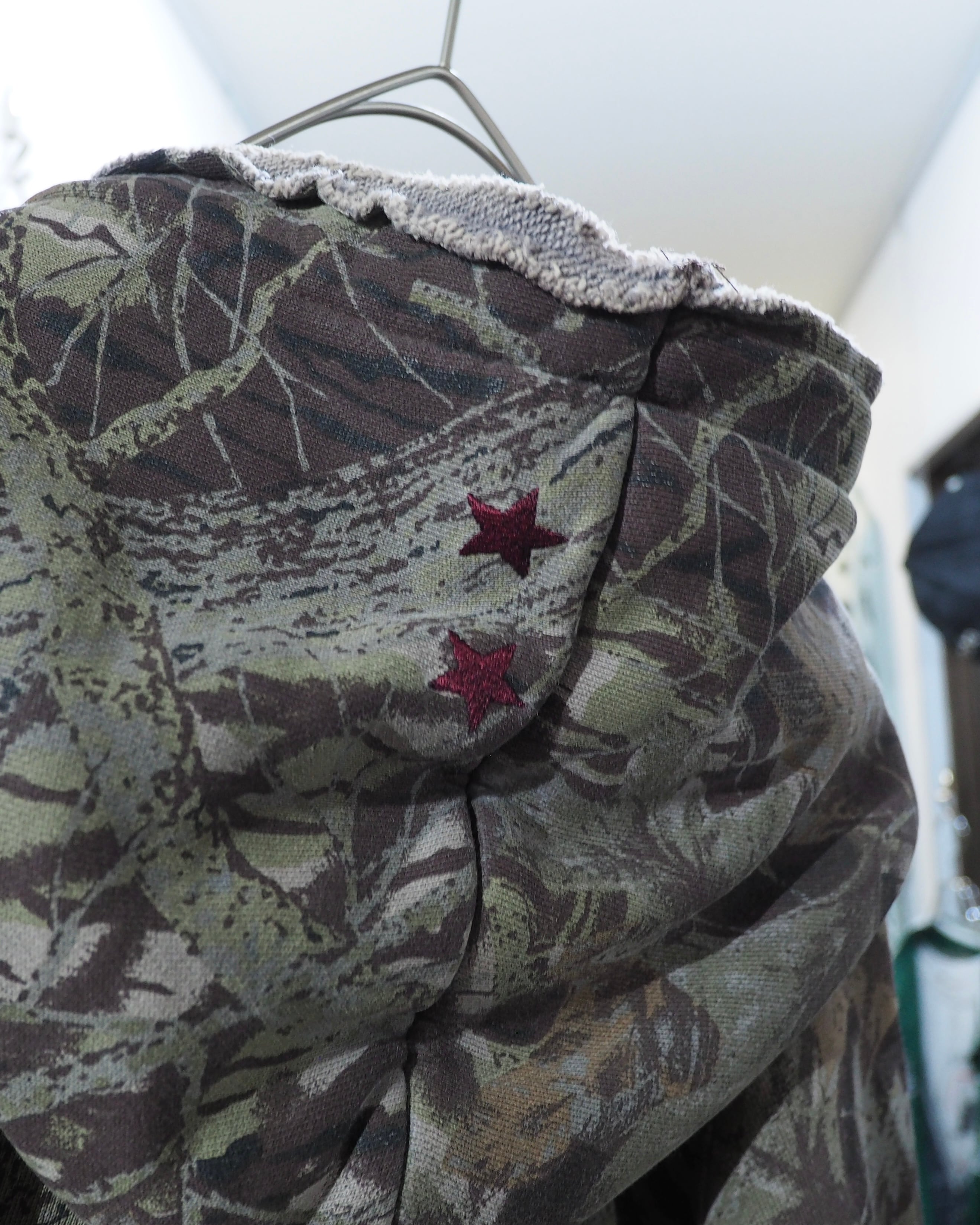 2002s " PPFM - Archive " Beautiful Aging Camouflage × Two stars Embroidery Full zip Parker ピーピーエフエム アーカイブ 星刺繍 パーカー