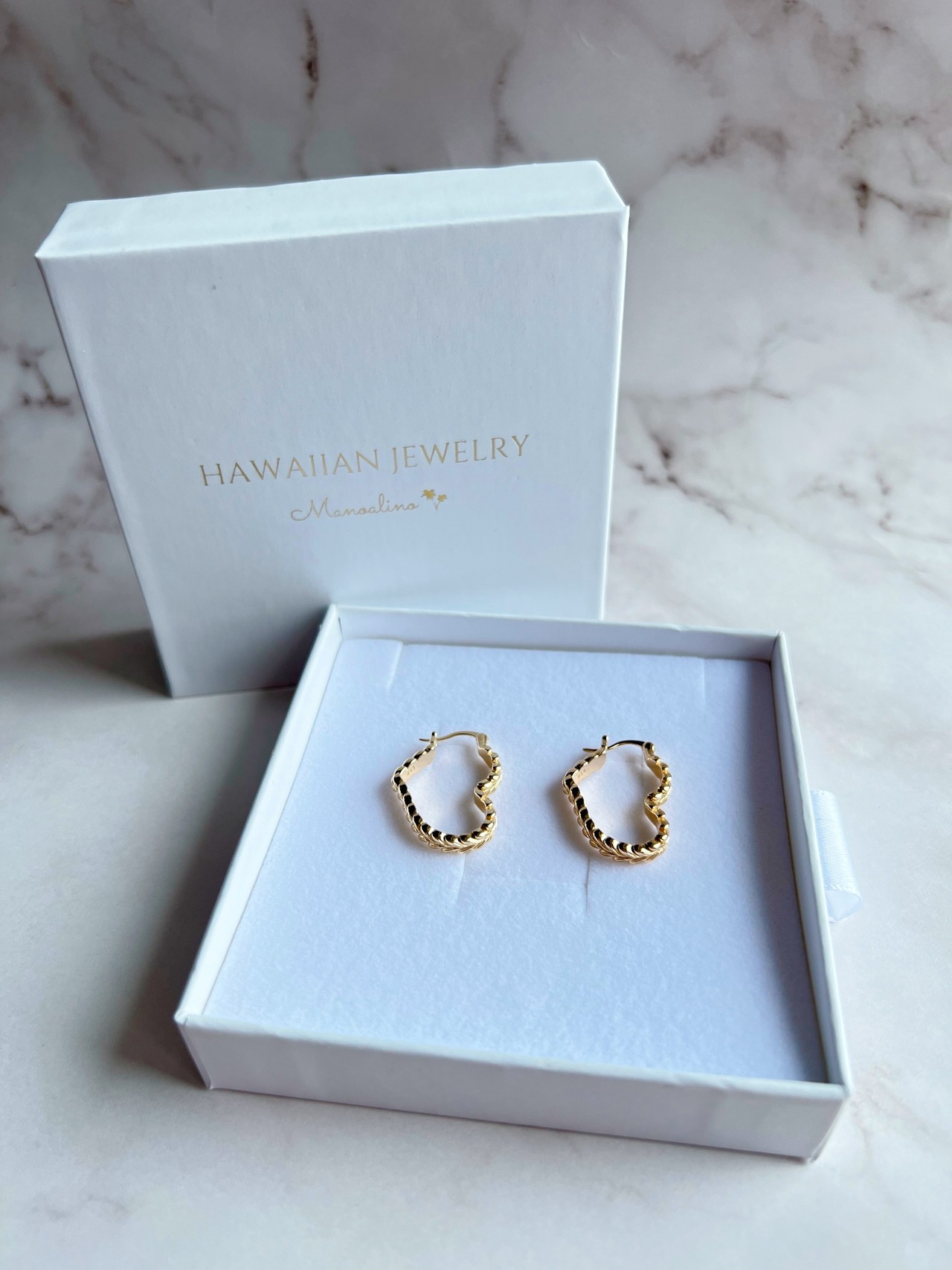 Pu'uwai Maile hoop earring Hawaiianjewelry(ハワイアンジュエリーマイレハートフープピアス)