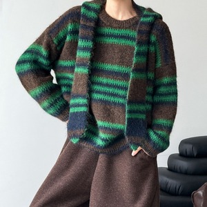 color-block border knit　J00265