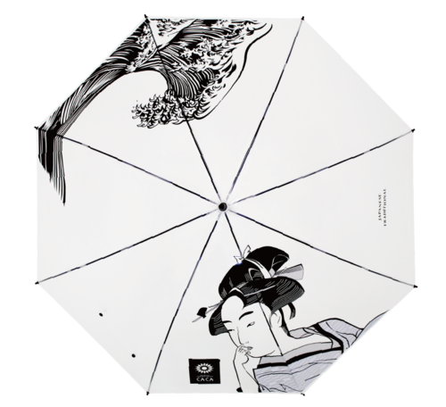 クリスタルハンドルシリーズ ビニール傘 和風 浮世絵風 波と女 60cm