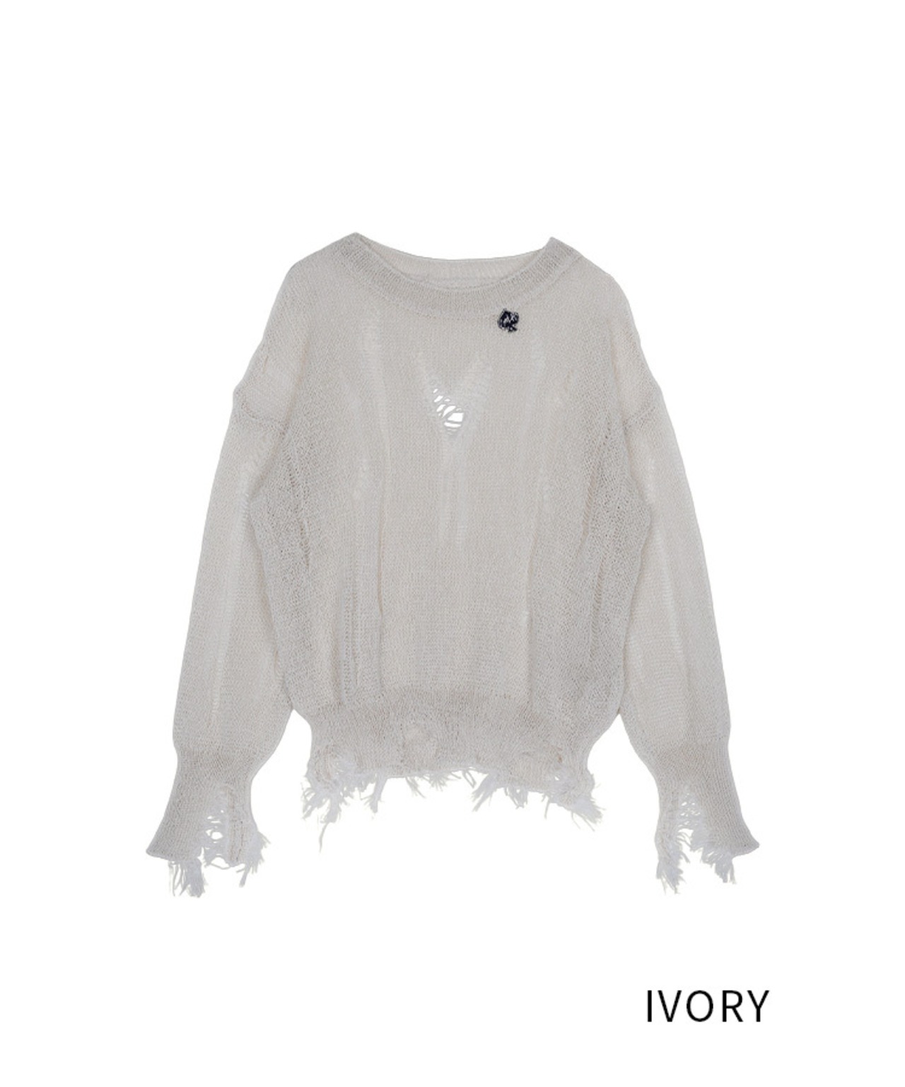 【直営限定ITEM】ローゲージダメージニット (IVORY)　CQ-49013H