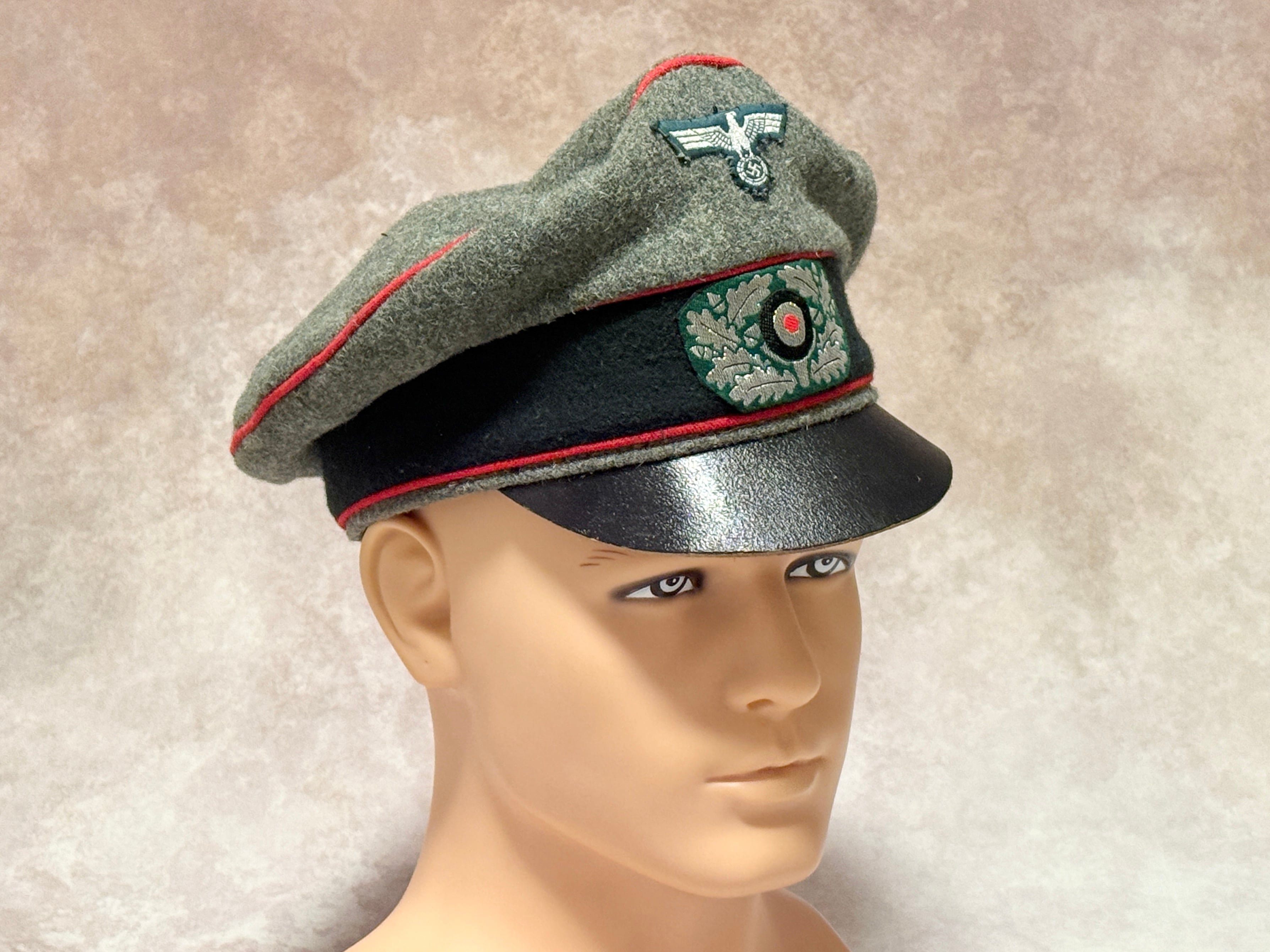USED】WWII ドイツ国防軍 砲兵科 将校用クラッシュキャップ（59cm